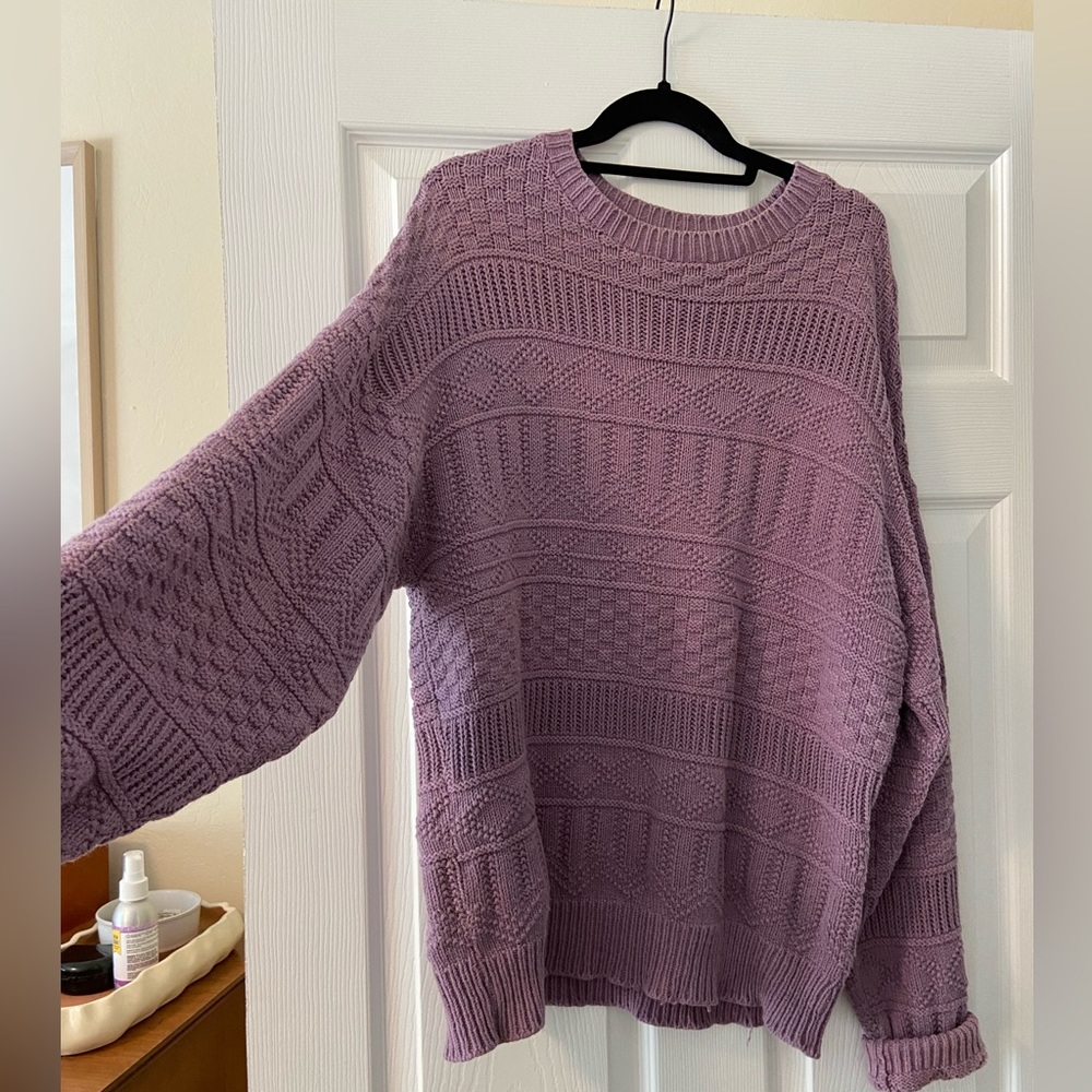 Purple cable knit sweater